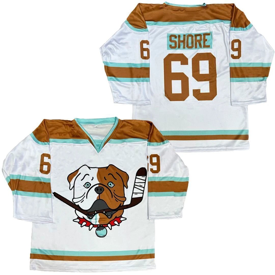 Men's TronX Bulldogs White Shore 69 TV Series Hockey Jerseys by Hockey David