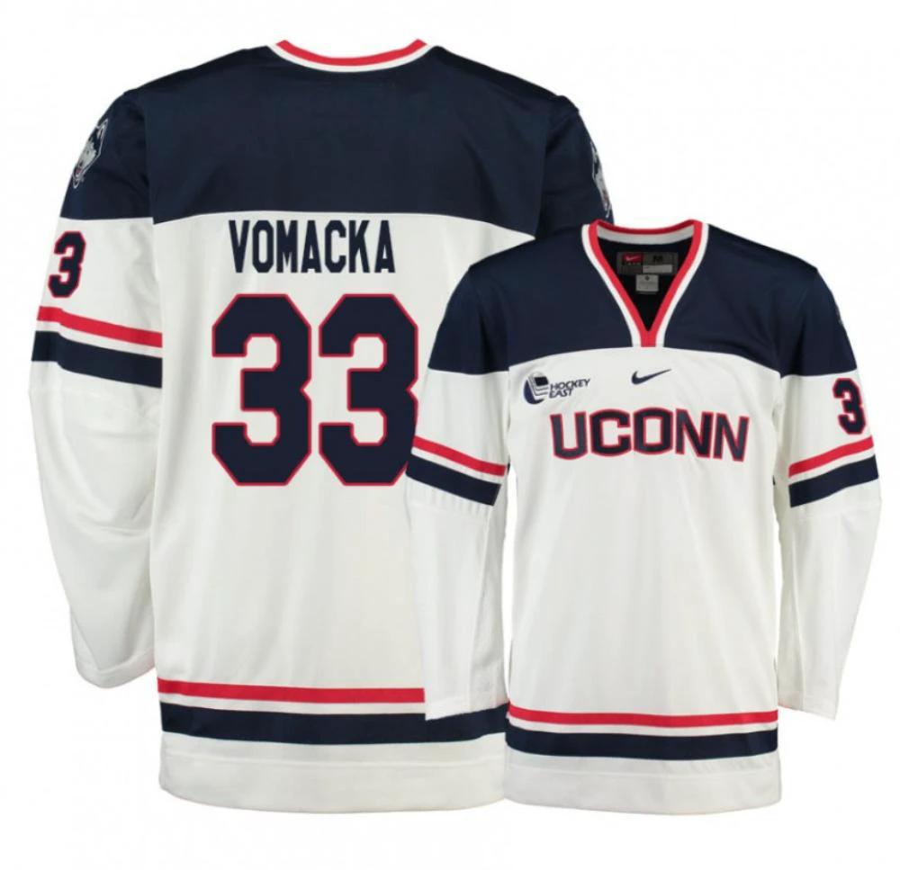 Men's UConn Huskies #33 Tomas Vomacka College Hockey All Stitched Navy Jersey by Hockey David