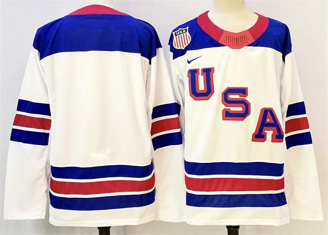 Men's USA Blank White 2025-2026 Stitched Hockey Jersey by Hockey David