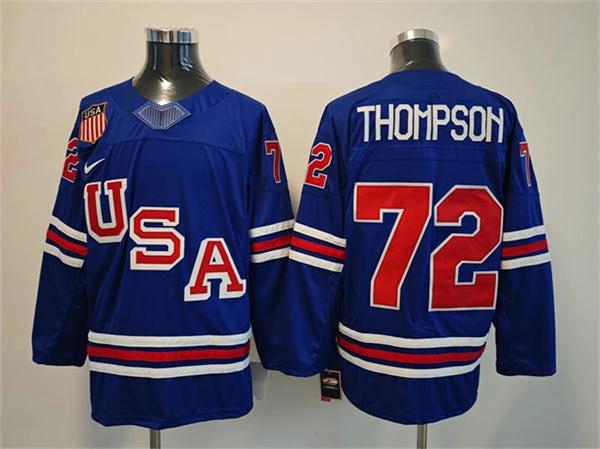 Men's USA #72 Tage Thompson Royal 2025-2026 Stitched Jersey by Hockey David