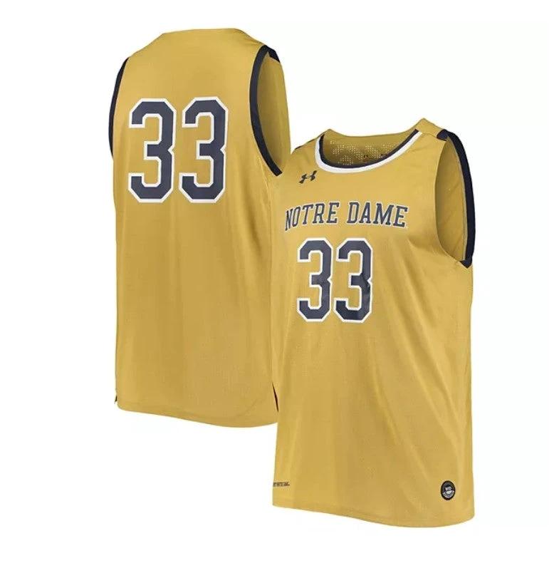 Men's Under Armour #33 Gold Notre Dame Fighting Irish College Basketball Jersey by My store basketball