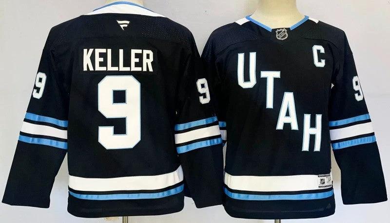 Men's Utah Hockey Club #9 Clayton Keller Jersey Stitched Black by Hockey David