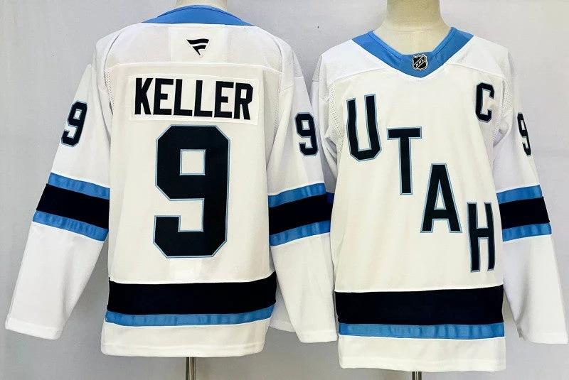Men's Utah Hockey Club #9 Clayton Keller Jersey Stitched White by Hockey David