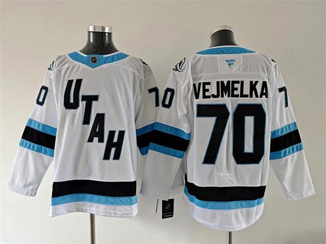 Men's Utah #70 Karel Vejmelka White 2025 Stitched Jersey by Hockey David
