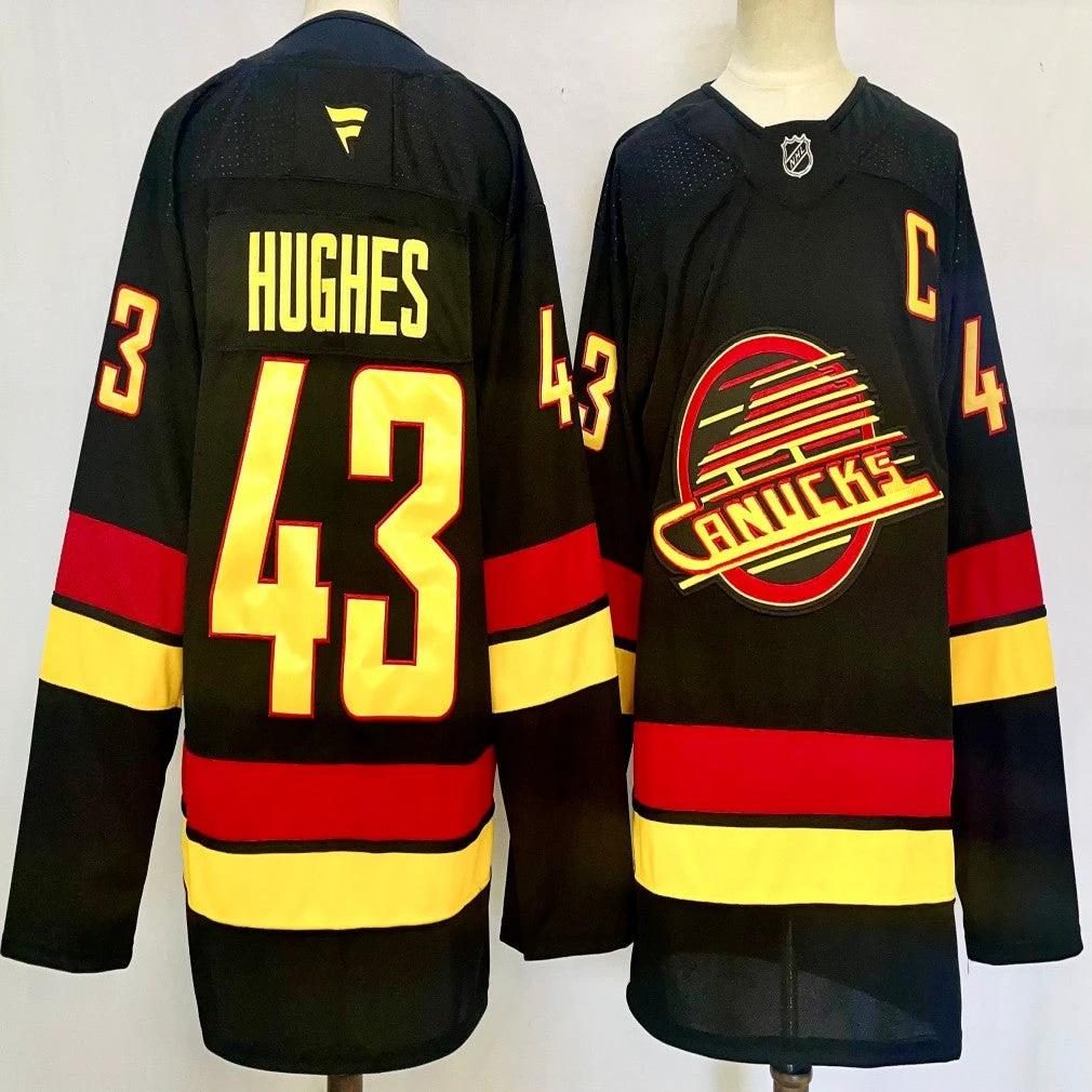 Men's Vancouver Canucks #43 Quinn Hughes Jersey Stitched by Hockey David