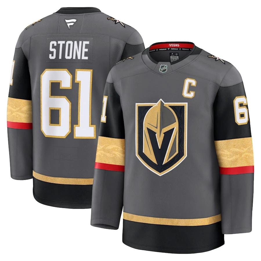 Men's Vegas Golden Knights #61 Mark Stone Alternate Premium Jersey Gray by Hockey David