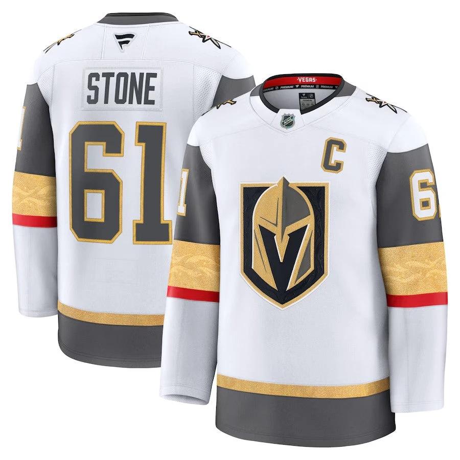 Men's Vegas Golden Knights #61 Mark Stone Away Premium Jersey White by Hockey David