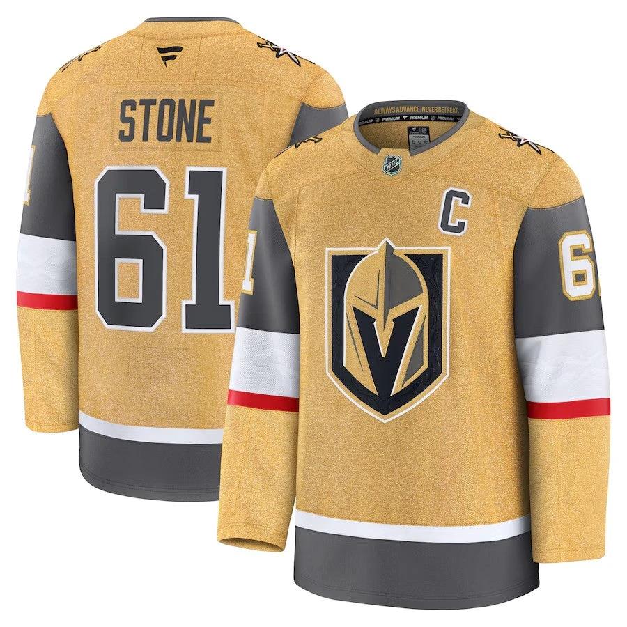 Men's Vegas Golden Knights #61 Mark Stone Home Premium Jersey Gold by Hockey David