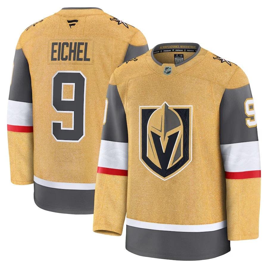 Men's Vegas Golden Knights #9 Jack Eichel Home Premium Jersey Gold by Hockey David