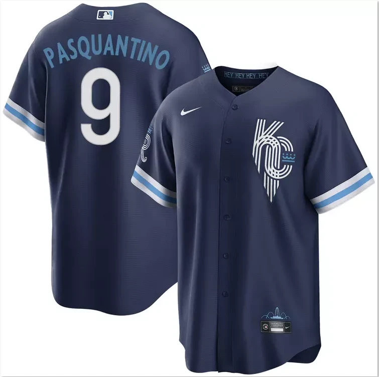 Men's Vinnie Pasquantino City Connect Navy Jersey #9 Stitched by My Store