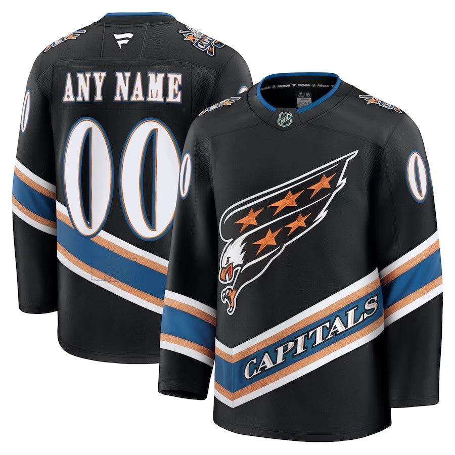 Men's Washington Capitals Alternate 50th Anniversary Premium Custom Jersey Black by Hockey David