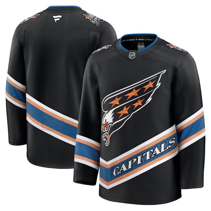 Men's Washington Capitals Alternate 50th Anniversary Premium Jersey Black by Hockey David