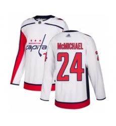 Men's Washington Capitals #24 Connor McMichael Authentic White Away Hockey Jersey by Hockey David