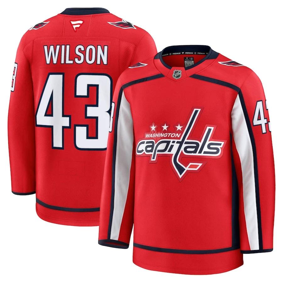 Men's Washington Capitals #43 Tom Wilson Home Premium Jersey Red by Hockey David