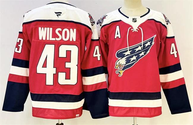 Men's Washington Capitals #43 Tom Wilson Red With A Patch Stitched Hockey Jersey by Hockey David