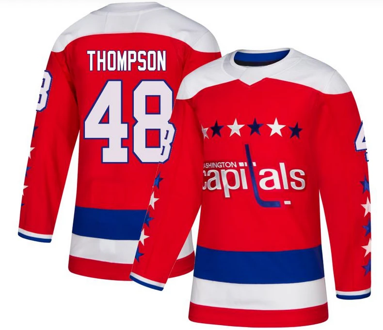 Men's Washington Capitals #48 Logan Thompson Authentic Red Alternate Jersey by Hockey David
