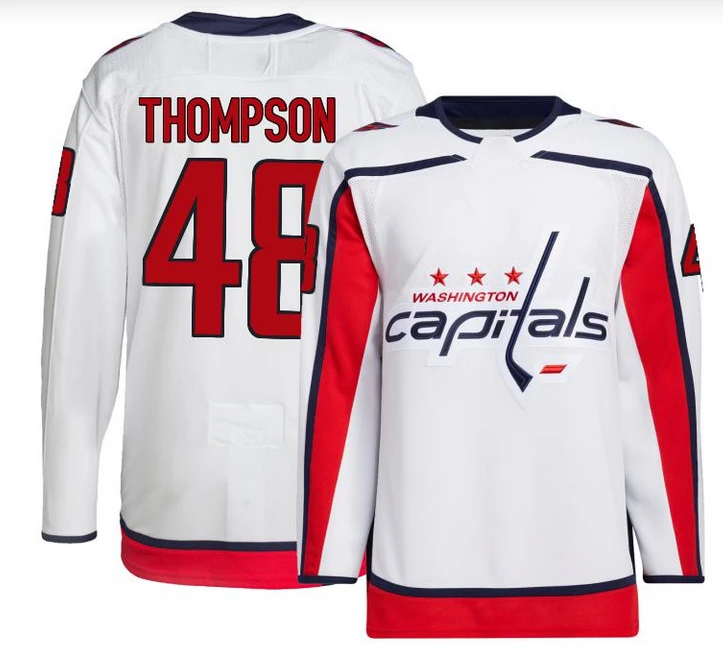 Men's Washington Capitals #48 Logan Thompson Authentic White Away Jerseyư by Hockey David