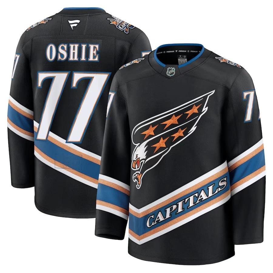 Men's Washington Capitals #77 TJ Oshie Alternate 50th Anniversary Jersey Black by Hockey David