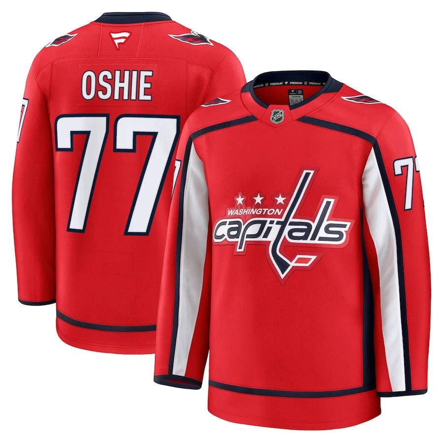 Men's Washington Capitals #77 TJ Oshie Home Premium Jersey Red by Hockey David
