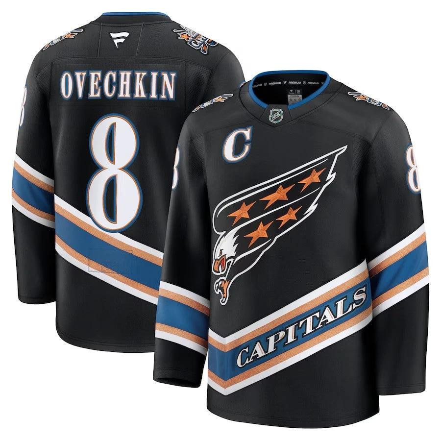 Men's Washington Capitals #8 Alexander Ovechkin Alternate 50th Anniversary Jersey Black by Hockey David
