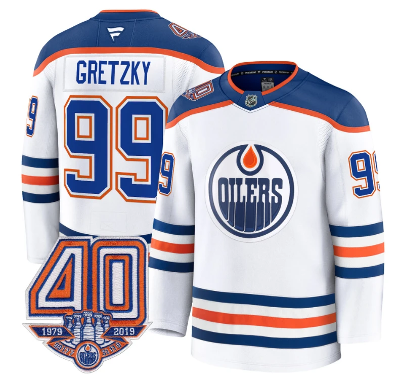 Men's Wayne Gretzky Jersey #99 Edmonton Oilers 40th Anniversary Stitched Away by Hockey David