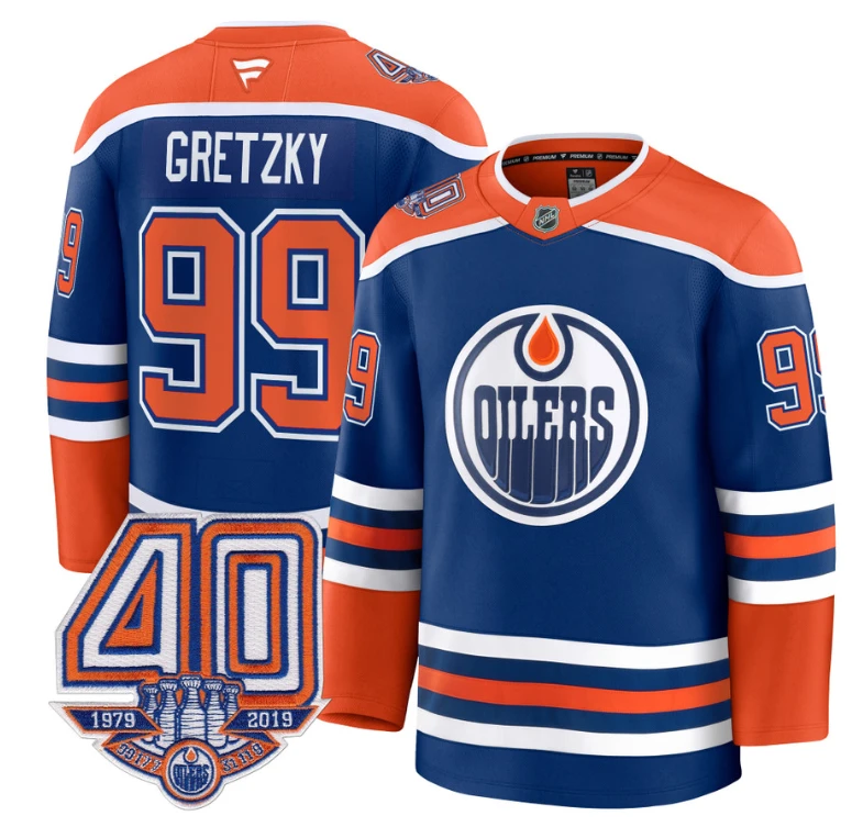 Men's Wayne Gretzky Jersey #99 Edmonton Oilers 40th Anniversary Stitched Home by Hockey David