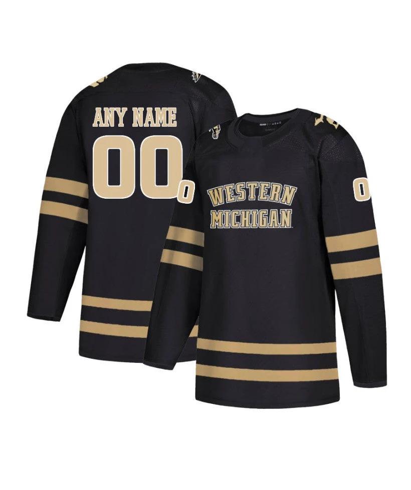 Men's Western Michigan Broncos Custom Black Hockey Jersey by Hockey David