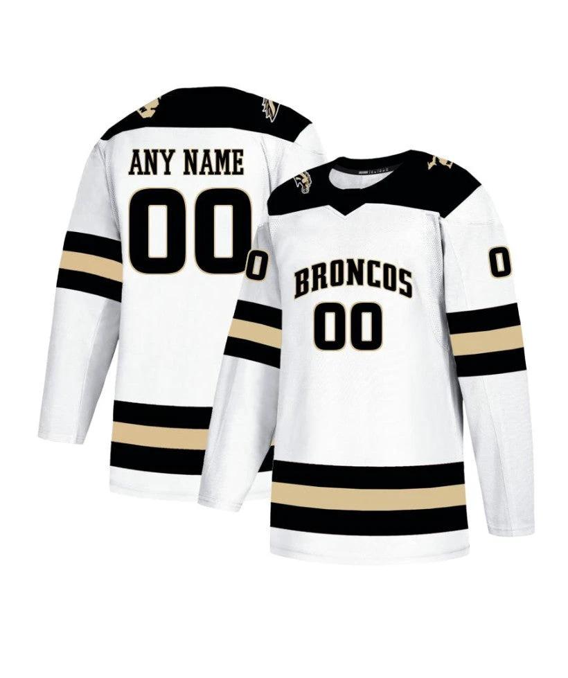 Men's Western Michigan Broncos Custom White Hockey Jersey by Hockey David