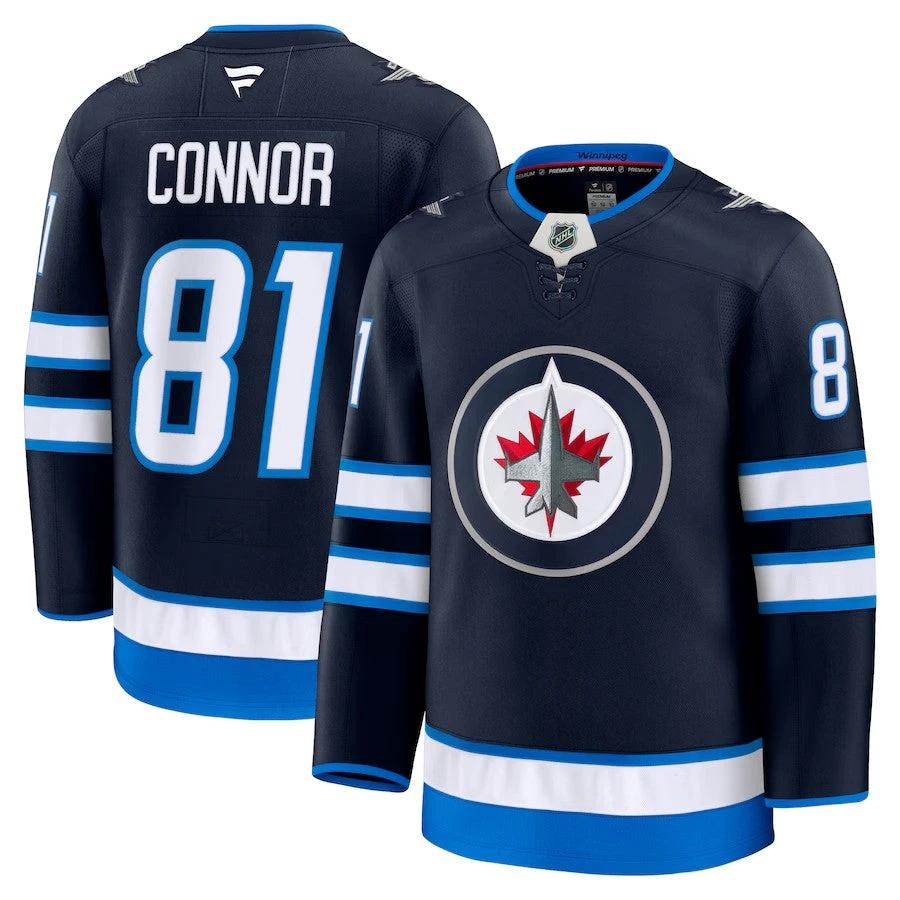 Men's Winnipeg Jets #81 Kyle Connor Home Premium Jersey Navy by Hockey David