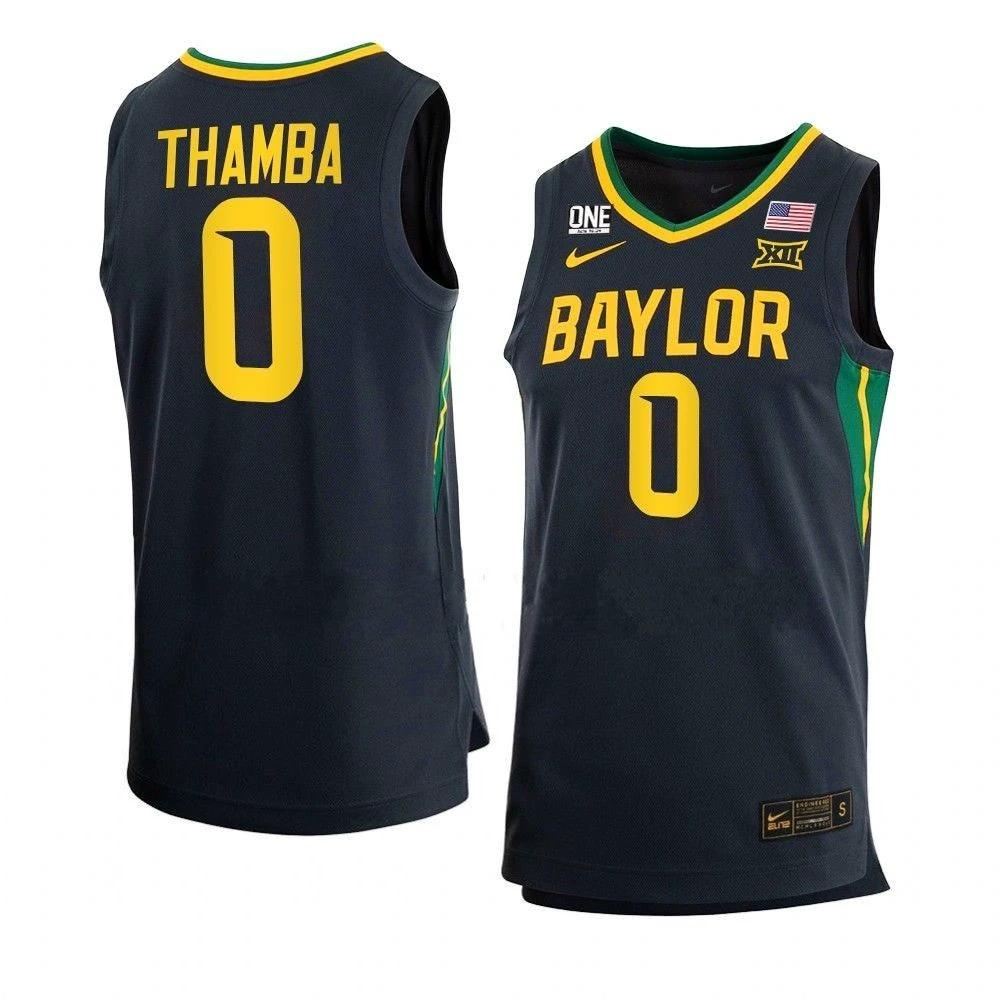 Men's #0 Flo Thamba Jersey Baylor Bears College Basketball Jerseys Black by My store basketball