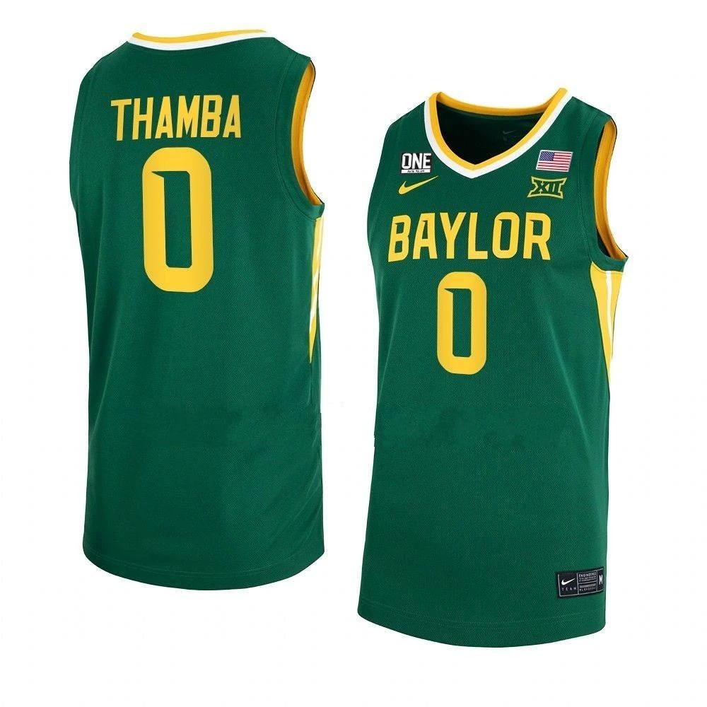 Men's #0 Flo Thamba Jersey Baylor Bears College Basketball Jerseys Green by My store basketball