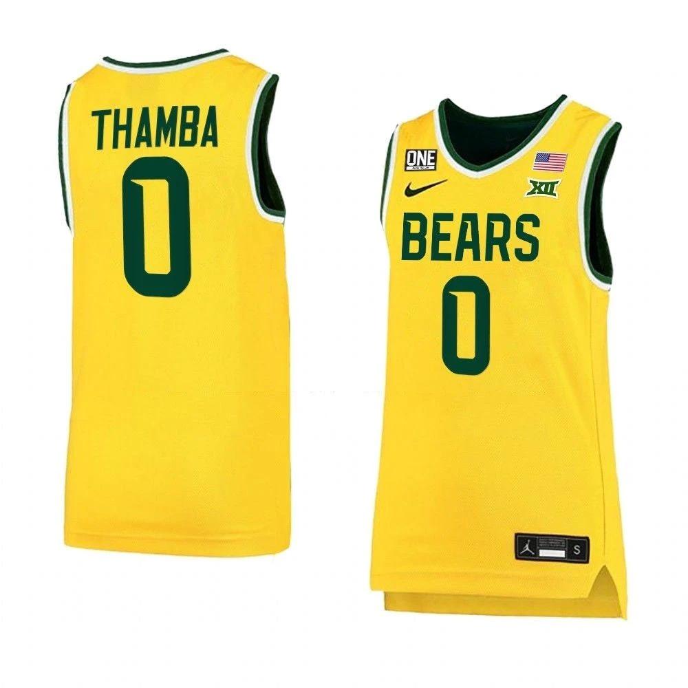 Men's #0 Flo Thamba Jersey Baylor Bears College Basketball Jerseys Yellow by My store basketball