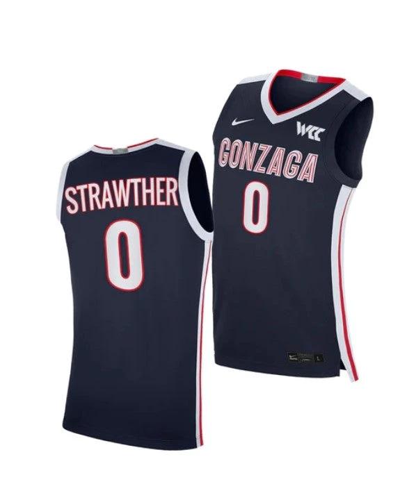 Men's #0 Julian Strawther Jersey Gonzaga Bulldogs College Basketball Jerseys Navy by My store basketball