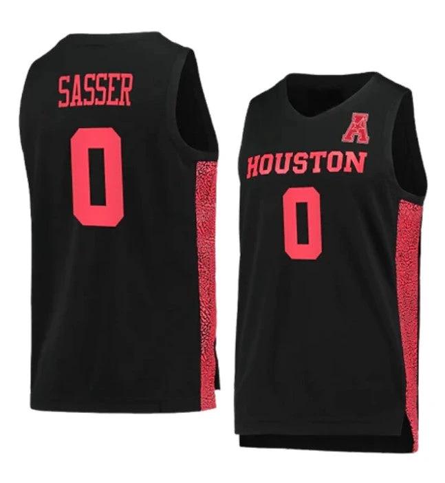Men's #0 Marcus Sasser Jersey Houston Cougars College Basketball Jerseys Black by My store basketball