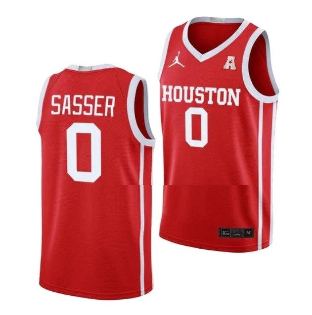 Men's #0 Marcus Sasser Jersey Houston Cougars College Basketball Jerseys Scarlet by My store basketball