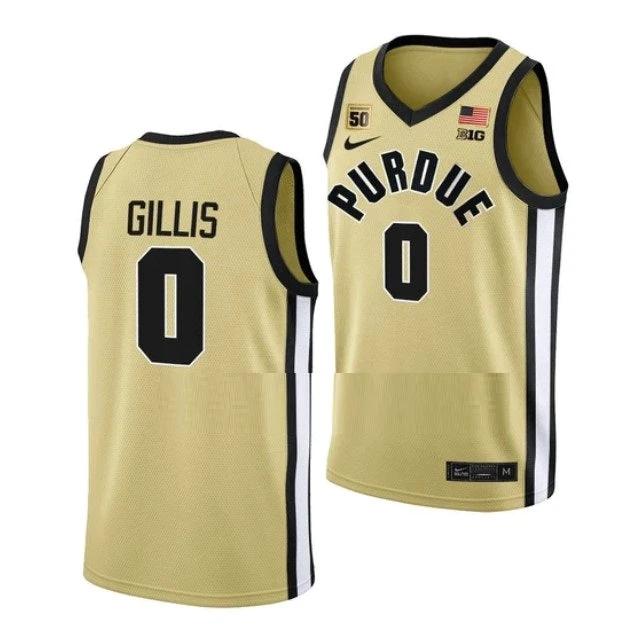 Men's #0 Mason Gillis Jersey Purdue Boilermakers College Basketball Jerseys Gold by My store basketball