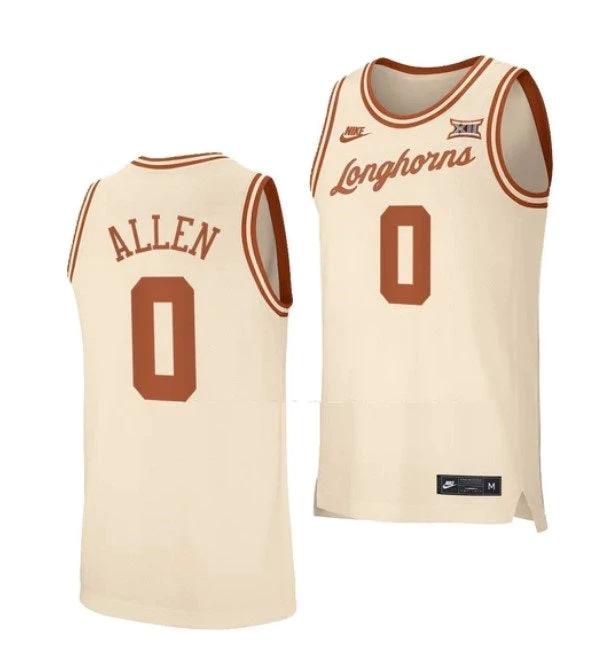 Men's #0 Timmy Allen Jersey Texas Longhorns College Basketball Jerseys Cream Retro by My store basketball