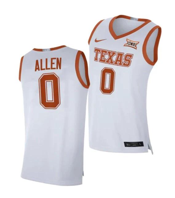 Men's #0 Timmy Allen Jersey Texas Longhorns College Basketball Jerseys White 2021 by My store basketball
