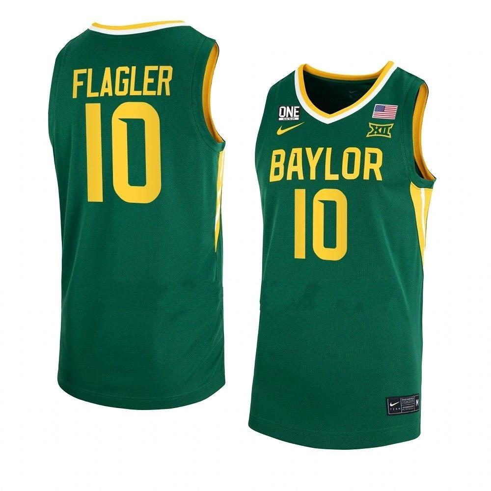 Men's #10 Adam Flagler Jersey Baylor Bears College Basketball Jerseys Green by My store basketball
