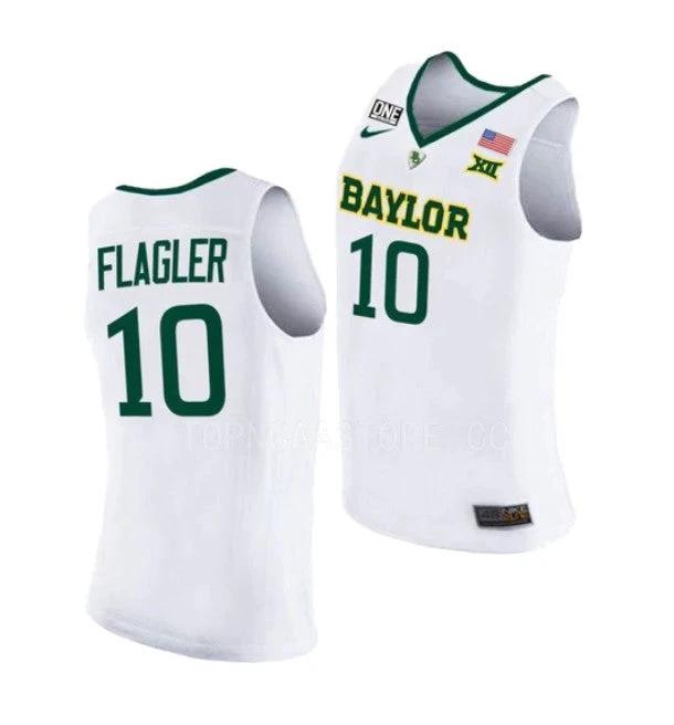 Men's #10 Adam Flagler Jersey Baylor Bears College Basketball Jerseys White by My store basketball