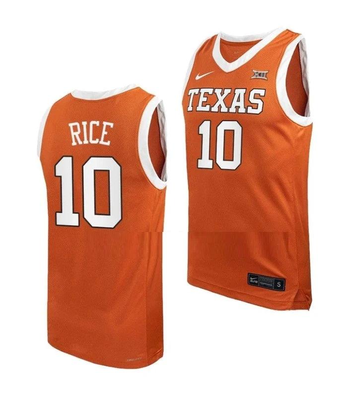 Men's #10 Sir'Jabari Rice Jersey Texas Longhorns College Basketball Jerseys Orange by My store basketball
