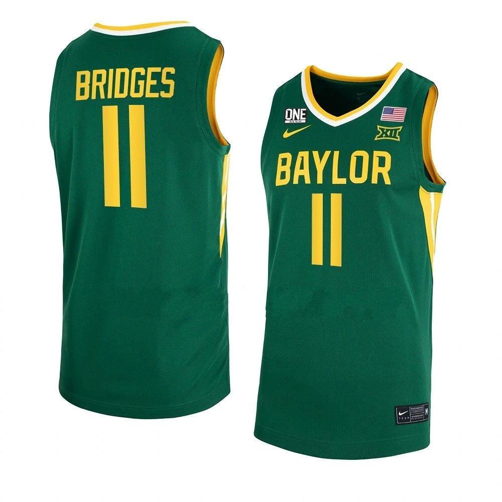Men's #11 Jalen Bridges Jersey Baylor Bears College Basketball Jerseys Green by My store basketball