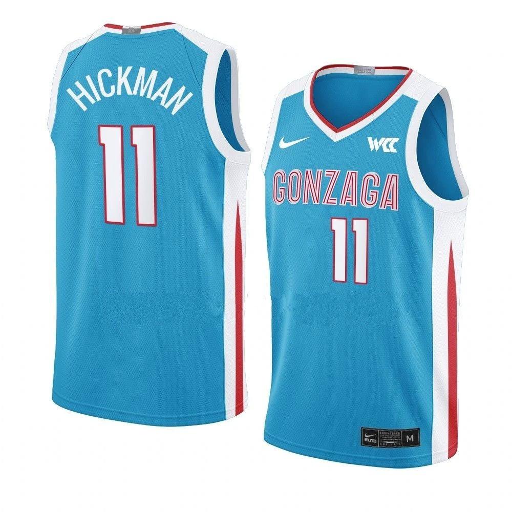 Men's #11 Nolan Hickman Jersey Gonzaga Bulldogs College Basketball Jerseys Blue by My store basketball