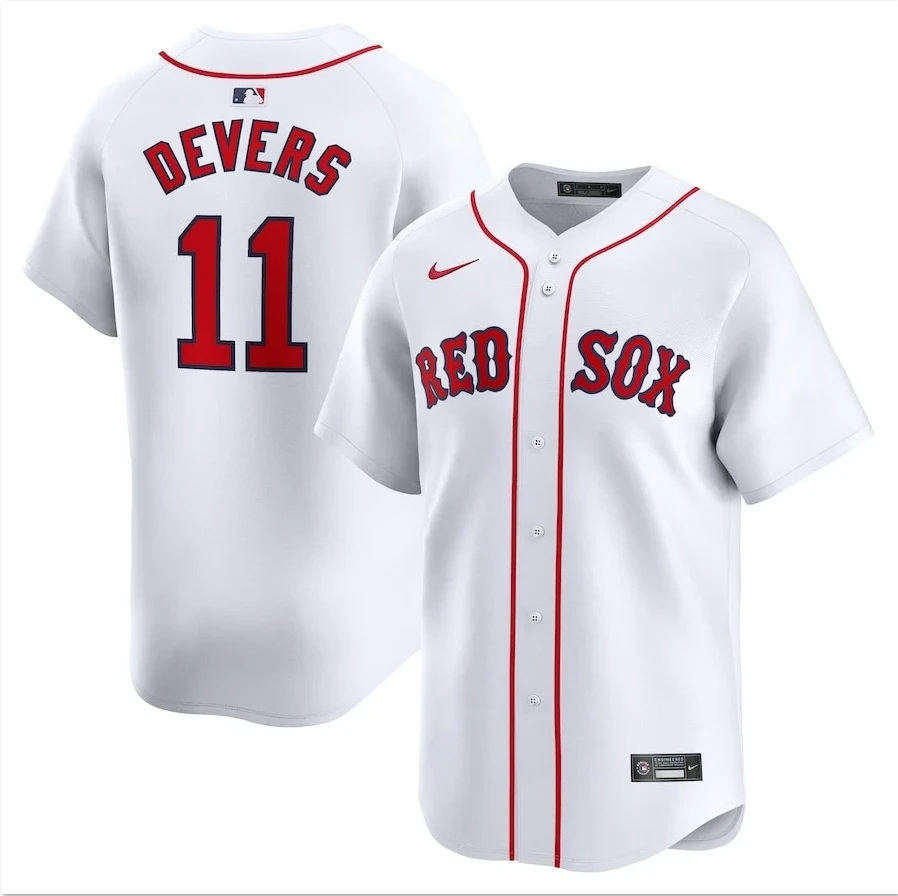 Men's #11 Red Sox Rafael Devers White Home Limited Player Jersey by My Store