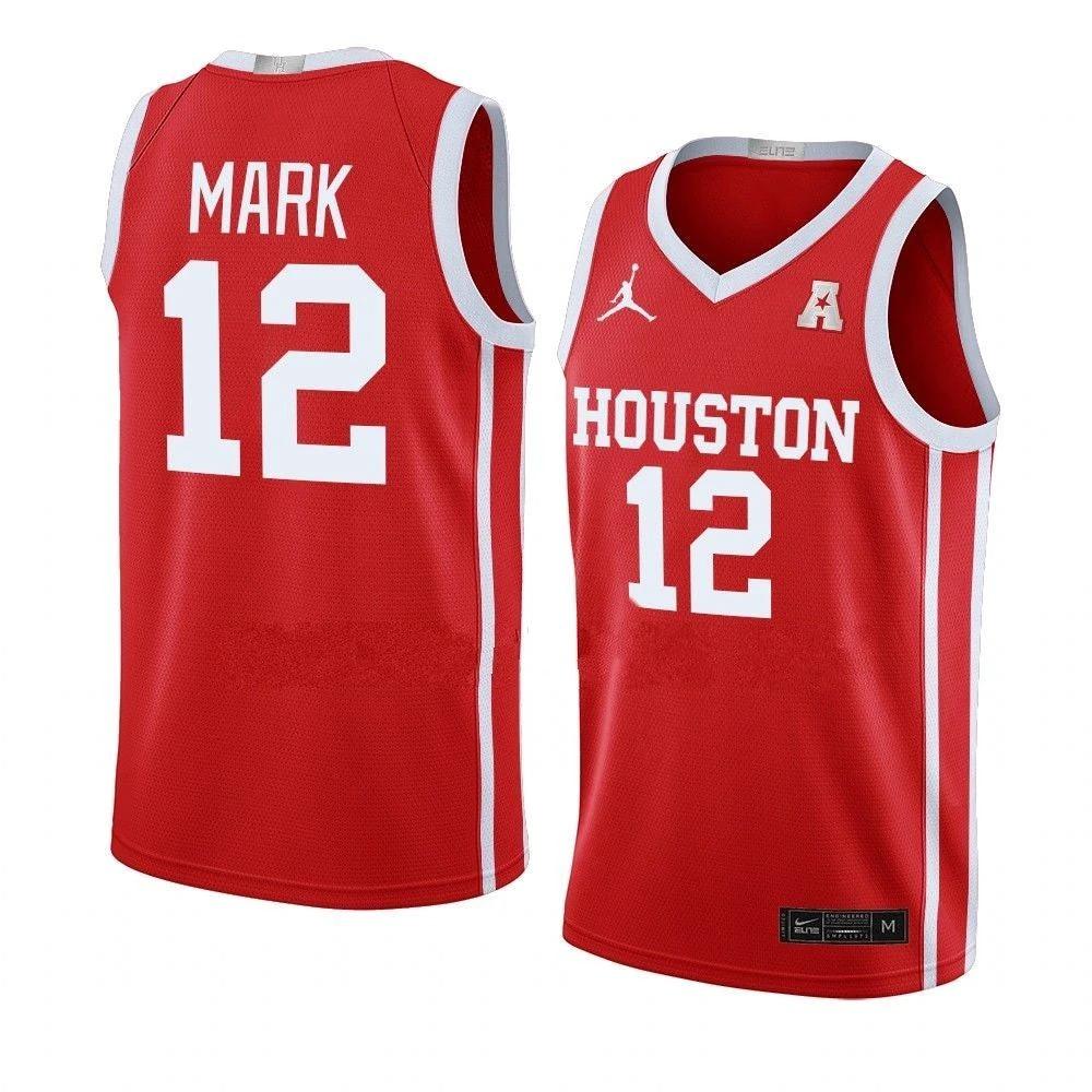 Men's #12 Tramon Mark Jersey Houston Cougars College Basketball Jerseys Red by My store basketball
