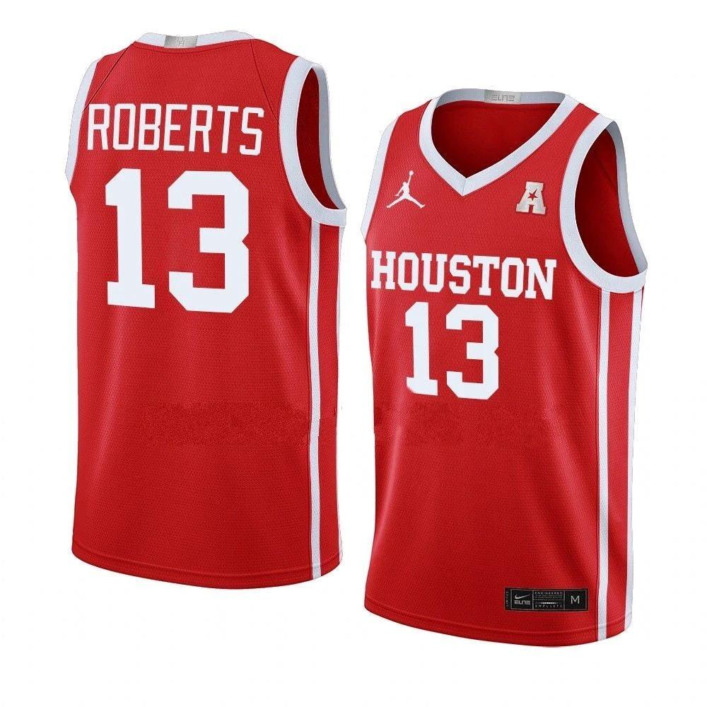 Men's #13 J'Wan Roberts Jersey Houston Cougars College Basketball Jerseys Red by My store basketball