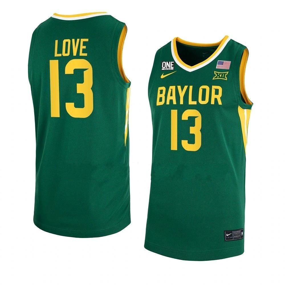 Men's #13 Langston Love Jersey Baylor Bears College Basketball Jerseys Green by My store basketball
