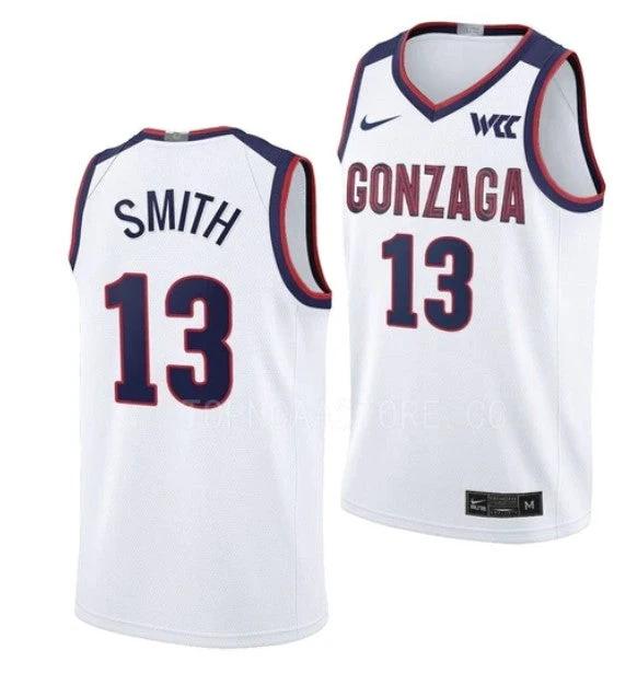 Men's #13 Malachi Smith Jersey Gonzaga Bulldogs College Basketball Jerseys White by My store basketball