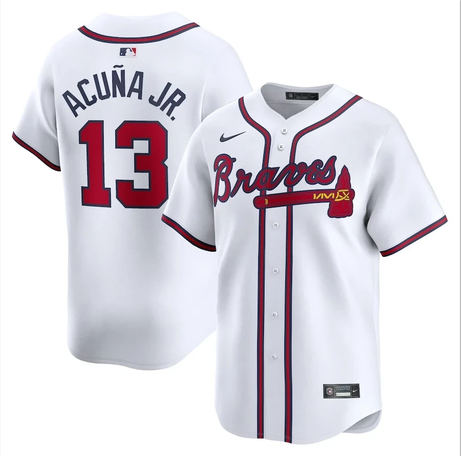 Men's #13 Ronald Acuña Jr. Limited Limited Player titched Jersey White by My Store
