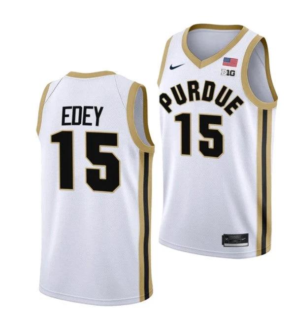 Men's #15 Zach Edey Jersey Purdue Boilermakers College Basketball Jerseys White by My store basketball